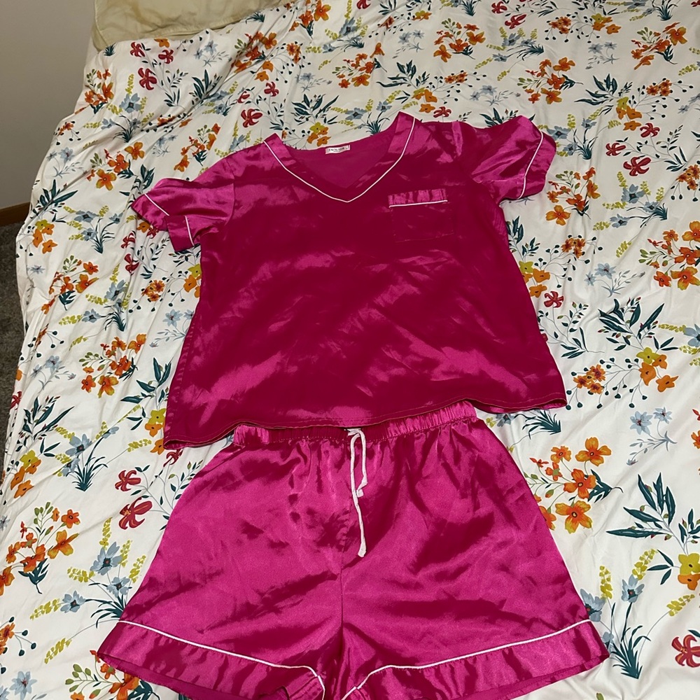 Pink Satin Pajama Set